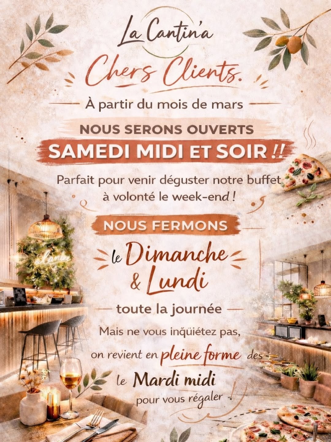 Changement d'horaires La Cantin'a